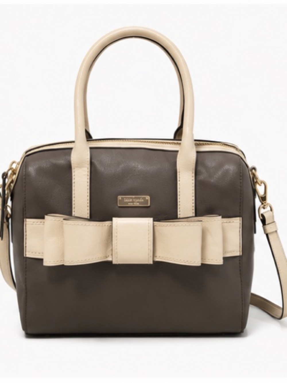 kate spade Two-Tone Bow Satchel - Beige and Taupe